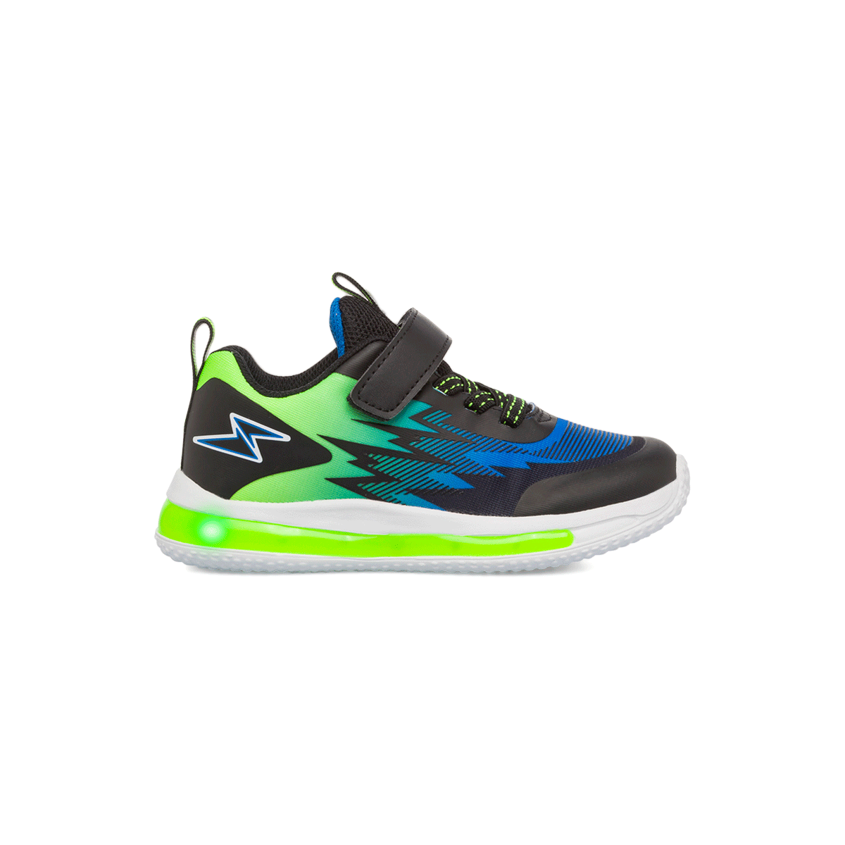 Sneakers nere e verdi con dettagli blu con luci nella suola Space Boy, Scarpe Bambini, SKU k252000406, Immagine 0
